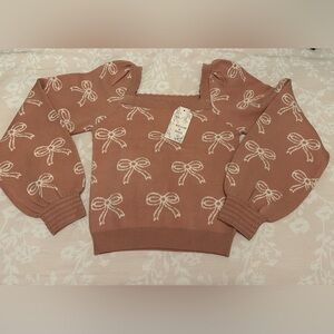 Willow & Wind Pink Bow Sweater